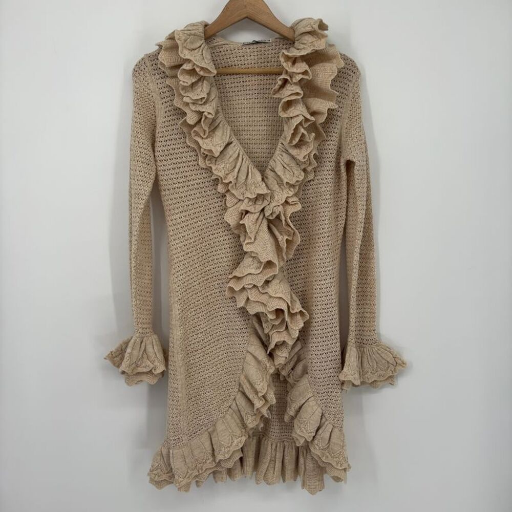 Alice + Olivia Yara Ruffle Wool Cardigan
